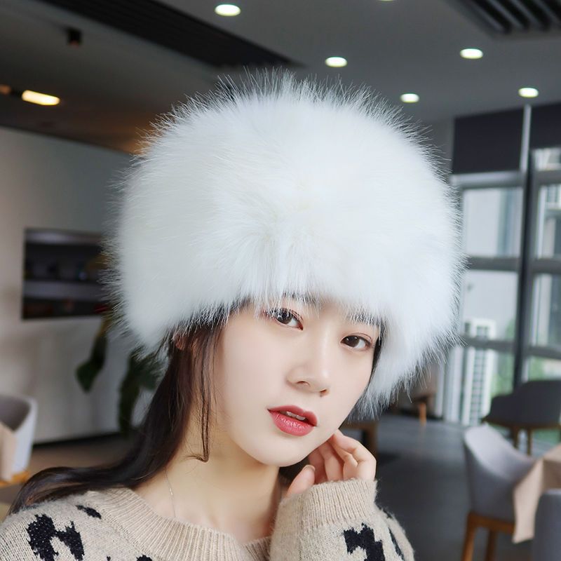 Faux fox fur brimless hat thickened fur empty top hat autumn and winter warm fur hat fur hat ring Headless Hat for women