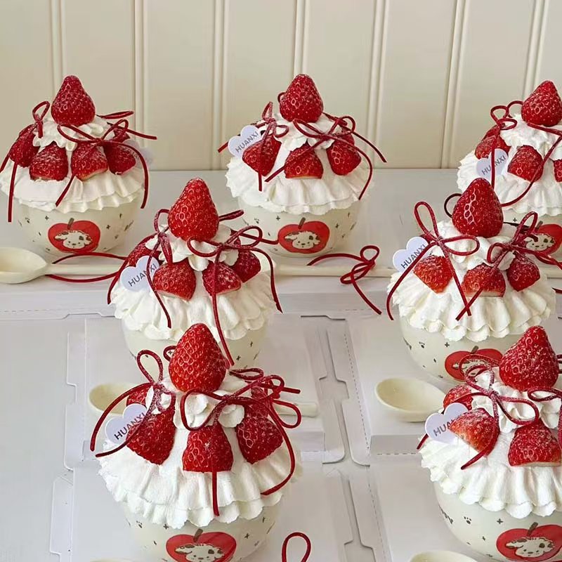 2026 en línea Navidad Año Nuevo fresas tazón kt gato decoración de pastel osos cerámica tazón pastel tazón inserto