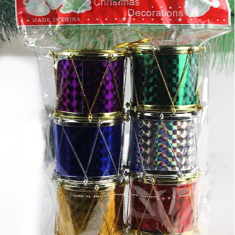 Tambor colgante navideño de lámina metálica, varios tamaños (2.5-5cm)
