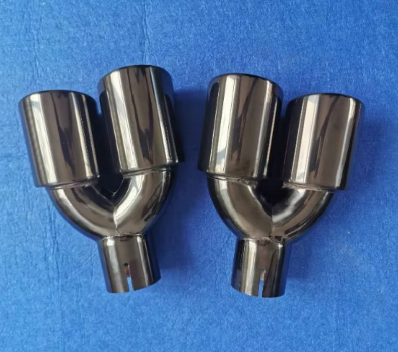 Stainless Steel Titanium-Plated Black Dual Exhaust Tailpipe Car Modification Exhaust Pipe Silencer Manufacturer Wholesale in Stock