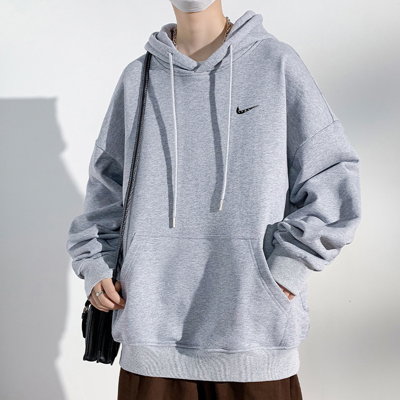 Cross-border men's trendy hooded sweatshirt, spring and autumn student long-sleeve base shirt, Hong Kong style loose casual solid color sweatshirt Cross-border men's trendy hooded sweatshirt, spring and autumn student long-sleeve base shirt, Hong Kong style loose casual solid color sweatshirt