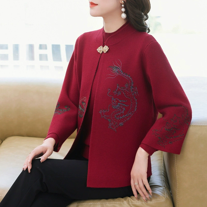 Новая мама среднего возраста модный вязаный кардиган куртка среднего и пожилого возраста весенний и осенний топ