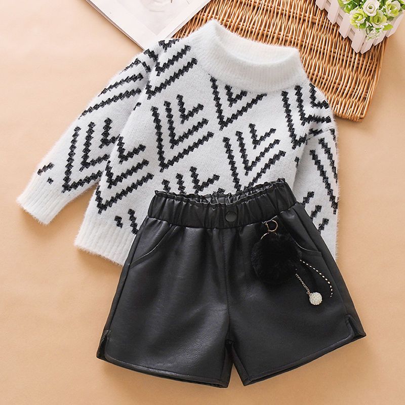 女童短裤冬皮秋冬外穿2022新款宝宝女孩打底pu儿童靴裤加绒洋气