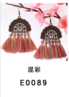 Bohemian Style Long Tassel Earrings Personality Retro Drop Earrings Exquisite Rice Beads Bride Accessories