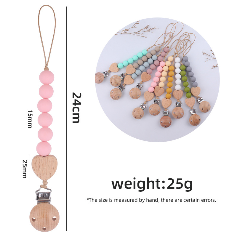 Nuevo bebé de dibujos animados Beech amor mordedor creativo bebé DIY silicona mordedura chupete cadena anti-gota cadena