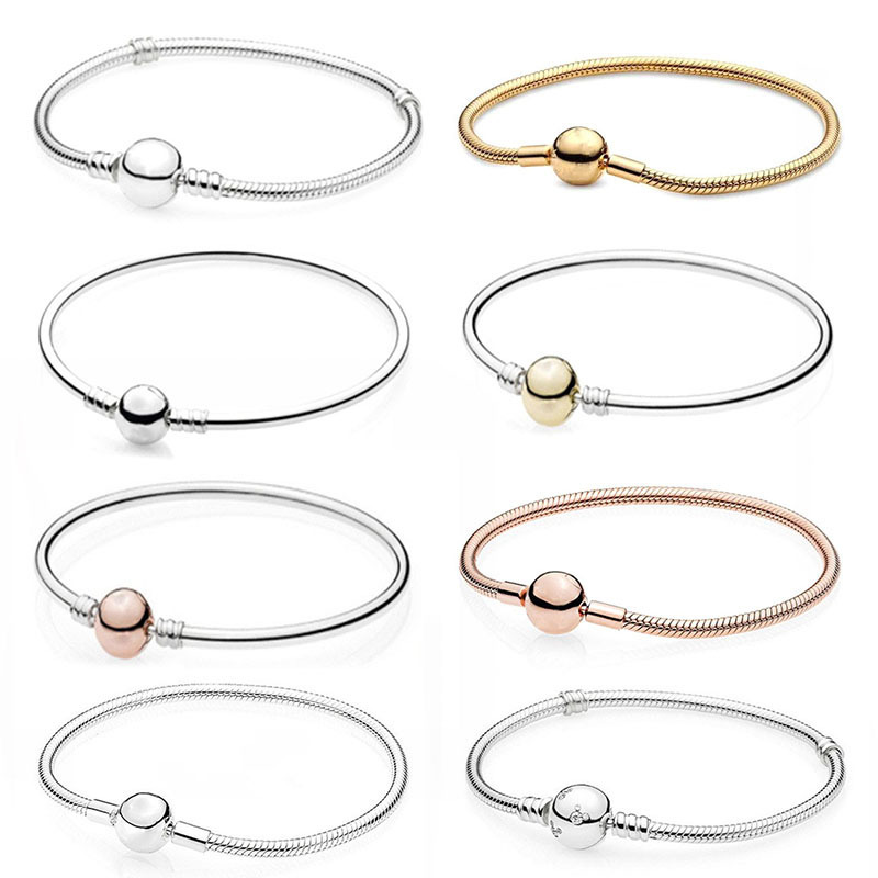 Panjia White Copper Silver Plated Base Bracelet Rose Gold Bracelet DIY Beaded Beaded Gold Color Round Head Bracelet