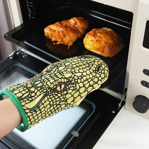 Cartoon Animal Insulated Gloves Alligator Thick Oven Gloves BBQ Gloves Kitchen Heat-Resistant Anti-Scald Gloves