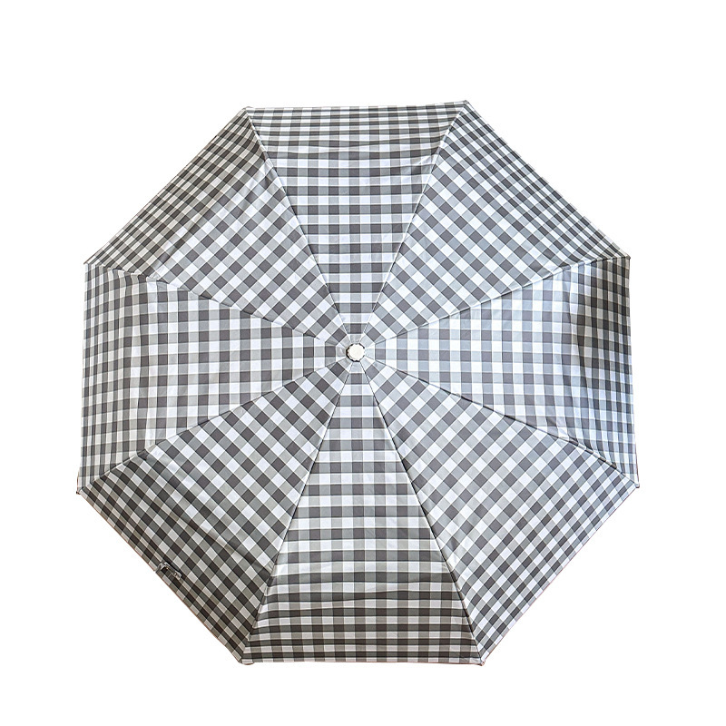小清新格子折叠雨伞防晒防紫外线黑胶遮阳伞全自动晴雨两用太阳伞|undefined
