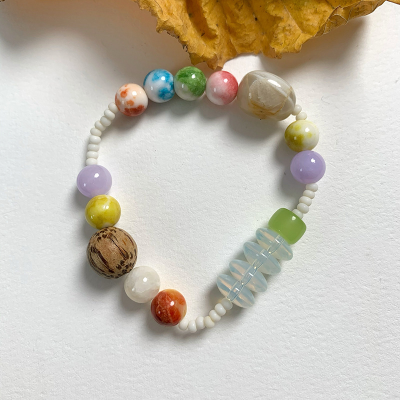 Chinoiserie Geometric Agate Beaded Bracelets