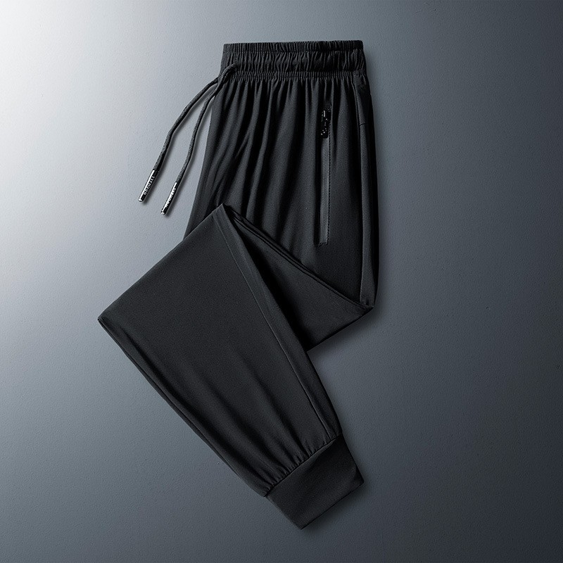 2024 pantalones de seda de hielo pantalones casuales deportivos elásticos finos de verano para hombres pantalones de secado rápido con aire acondicionado de talla grande sueltos y gordos