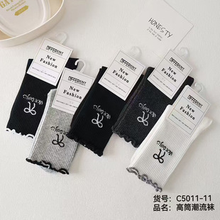 2025 Autumn/Winter New Trendy High Tube Socks Japanese Style Bowknot Socks Women's Calf Socks Wholesale