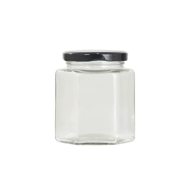 Шестигранная стеклянная банка с крышкой-подвязкой пищевого класса, маленькая лента, банка лимонного крема, меда, перца, варенья, оптовая