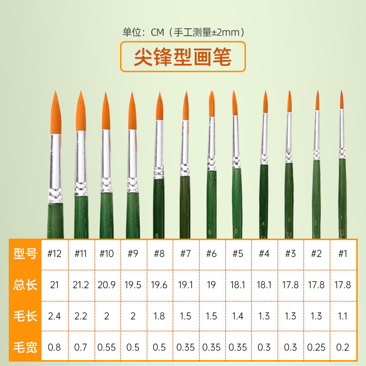 (Cross-border trading), transparent watercolour, brush, nylon children's set, liner, 12 pieces 3