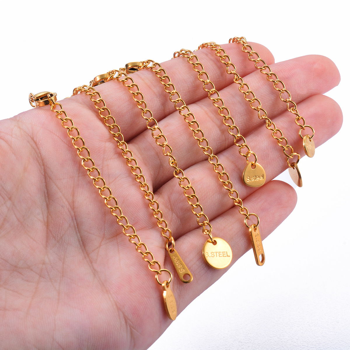 20 PCS/Package Quantity 304 Stainless Steel Material 20 Pcs/package Simple Style Solid Color Stainless Steel Plating Chain Jewelry Accessories