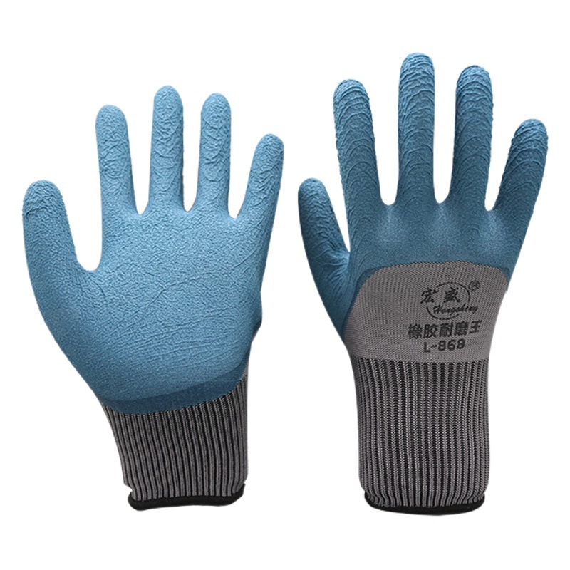 Fábrica al por mayor de neumáticos guantes de goma espuma de látex resistente al desgaste inmersión antideslizante sitio de construcción trabajo guantes de protección laboral