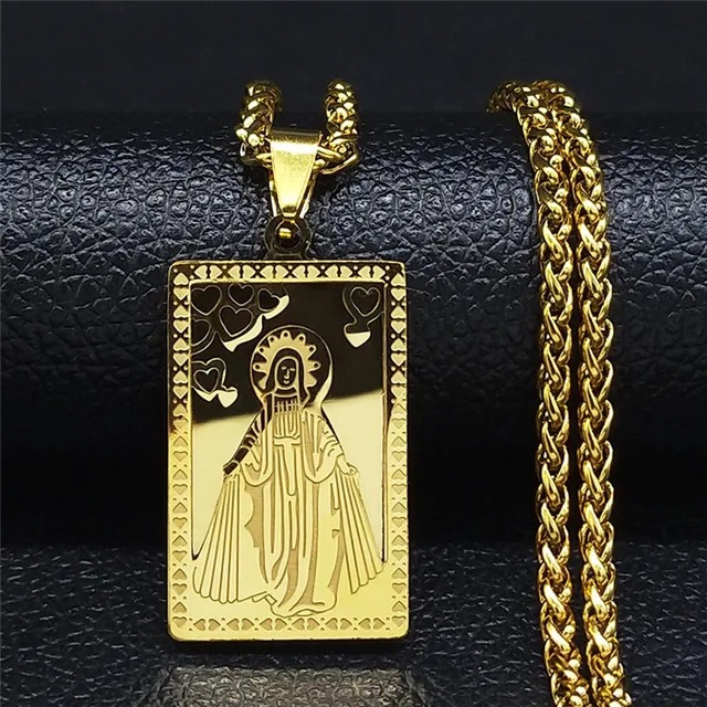 Vintage Square Medal Necklace 1