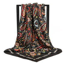 春季新款百搭大腰果90大方巾丝巾批发 经典复古印花围巾scarf