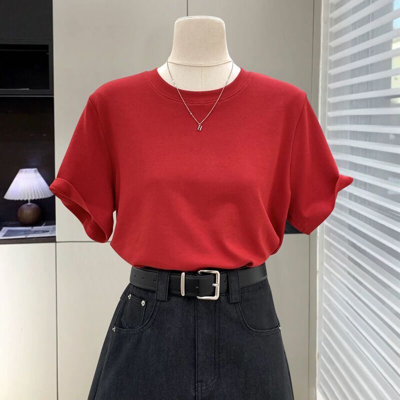 蜜桃粉色t恤女短袖2025新款夏季字母卡通大版宽松显瘦纯棉上衣|undefined