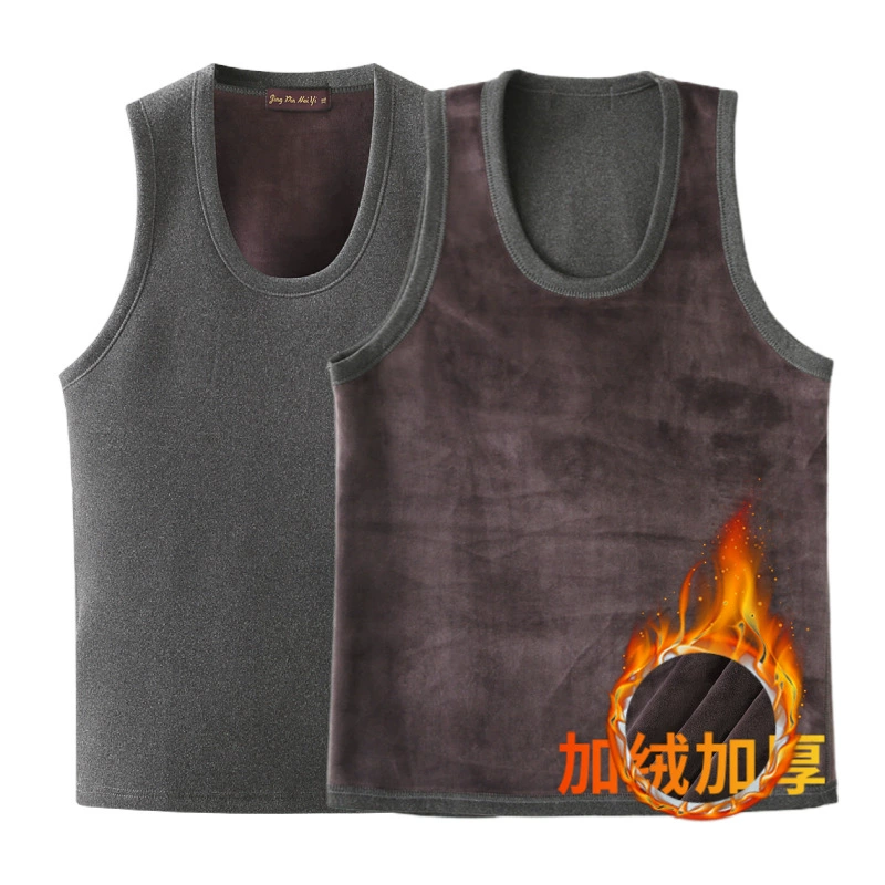 Мужской термо-жилет, облегающая внутренняя одежда, нижняя рубашка, Приталенный жилет без рукавов, осенне-зимний утолщенный спортивный жилет на флисовой подкладке