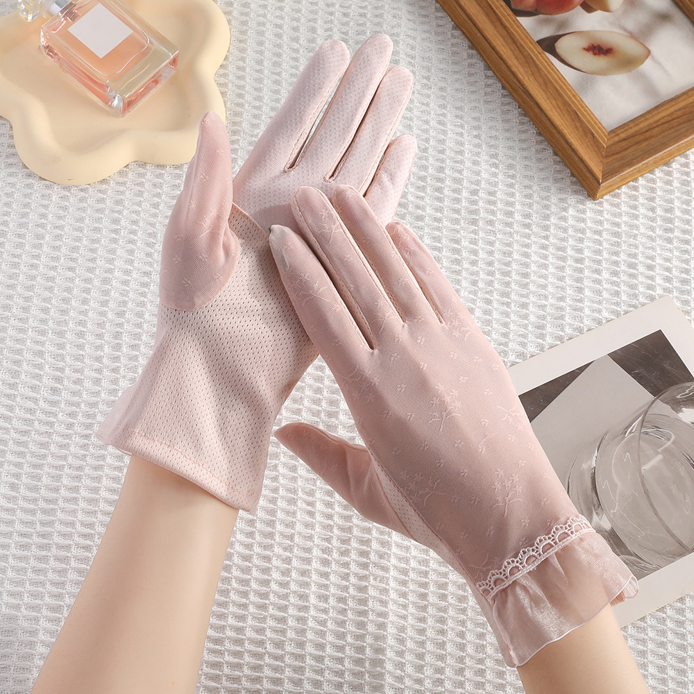 Guantes solares de encaje de mujer conducir al aire libre montar hadas luz de verano anti-deslizante transpirable moda guantes de sombreado