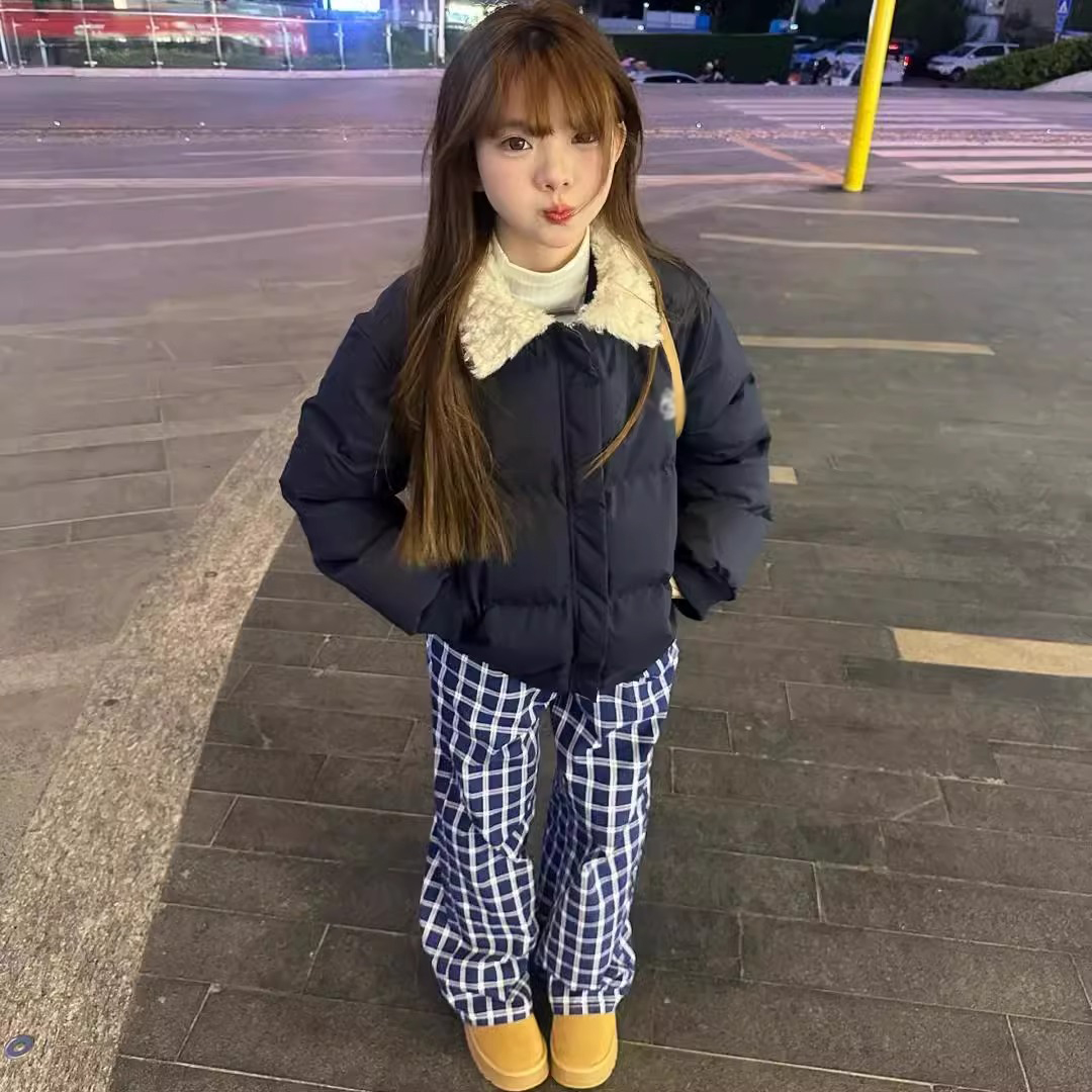 양모 양모 옷깃 코튼 패딩 코트 여성용 2024 년 겨울 의류 새로운 복고풍 짧은 면 패딩 코트 미국 빵 의류 학생 코트 트렌디