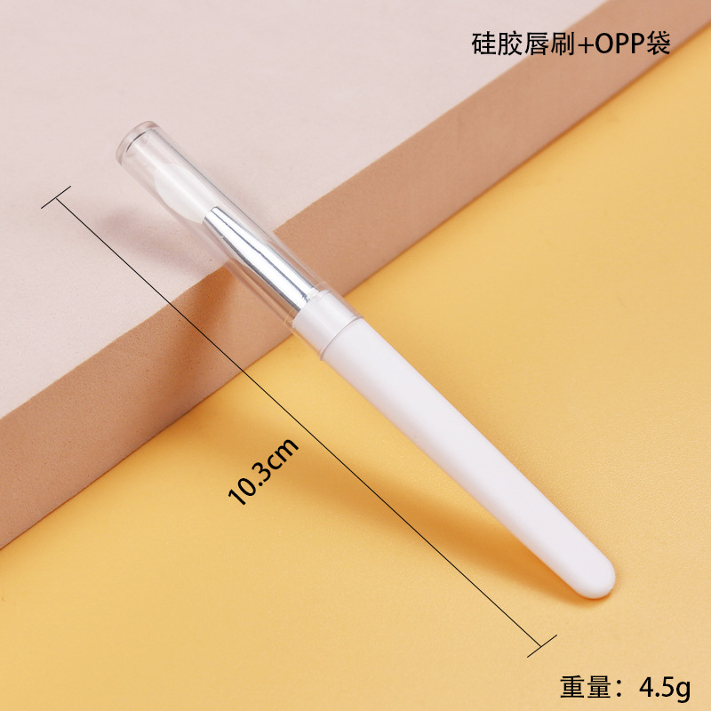 Traje de cepillo de maquillaje portátil blanco con cubierta de polvo transparente ultrafina cuchilla ángulo ceja cepillo delineador de ojos fino cepillo