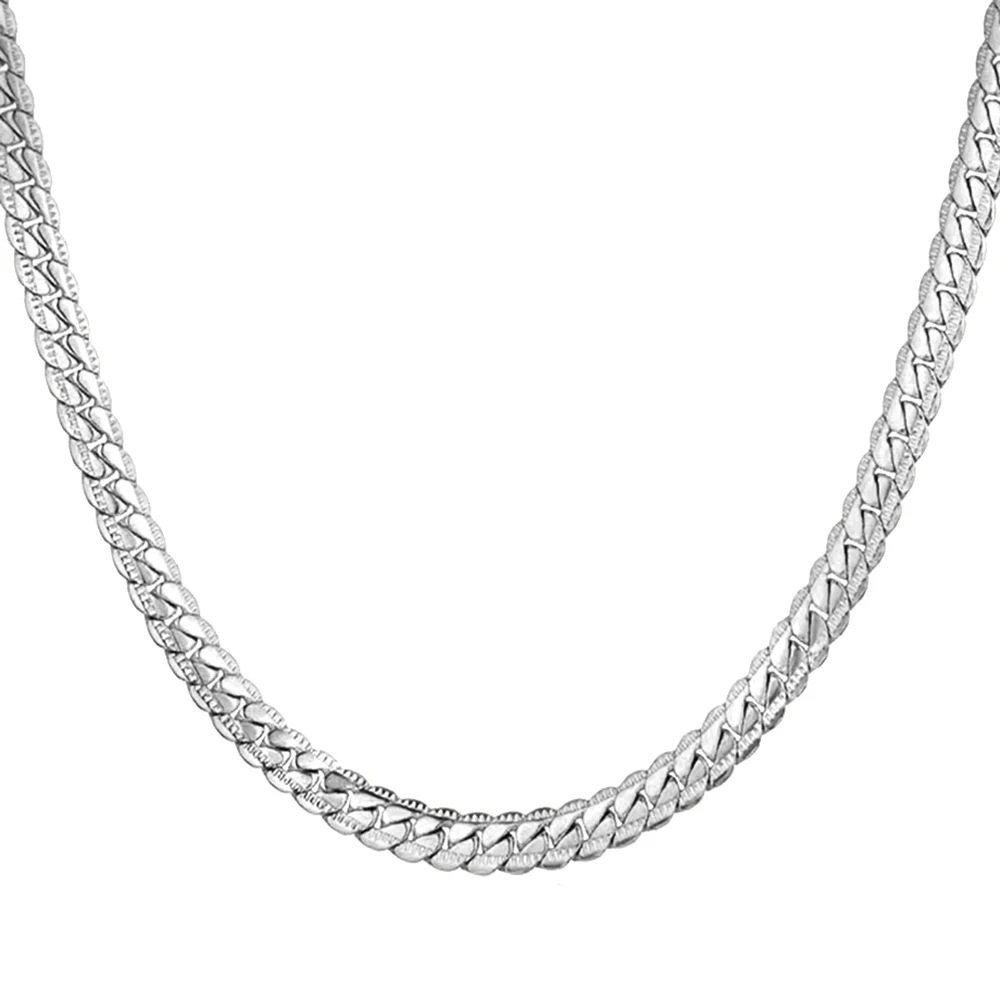 Colar geométrico com corrente clavicular em aço titânio, modelo Hip Hop NK Encrypted Embossed Trendy Flat Side Cuban Niche Design._voghion.com