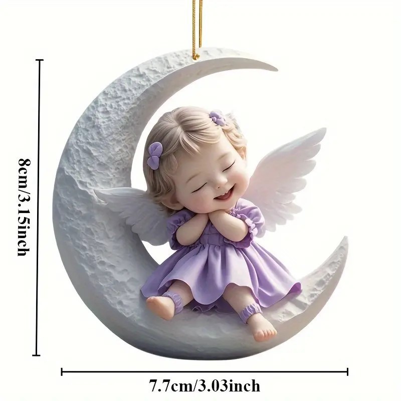 Cross-border nuevo lindo ángel acrílico colgante espejo retrovisor de automóvil colgante plano decoración de regalos de vacaciones