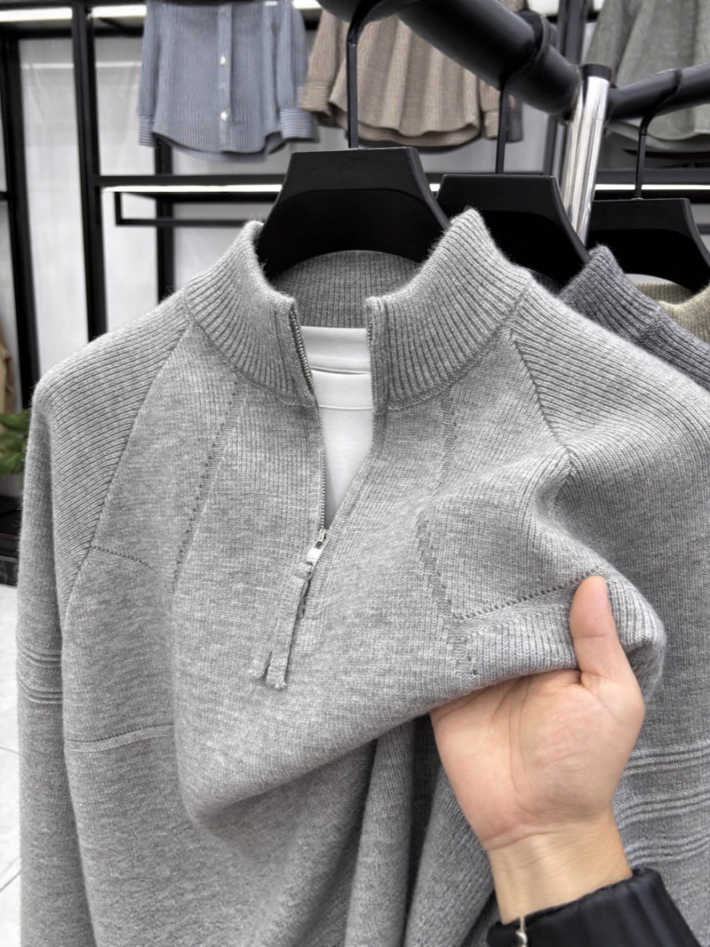 Men's knitted winter retro casual universal solid color keep warm…