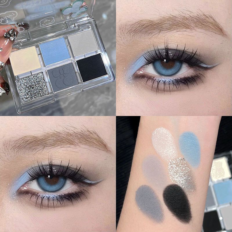 TINGPHE Twilight Dyed Graffiti Spice Girls Six Color Eye Shadow Plate Earth Color Smoked Makeup Black Matte Portable Blue TINGPHE Twilight Dyed Graffiti Spice Girls Six Color Eye Shadow Plate Earth Color Smoked Makeup Black Matte Portable Blue