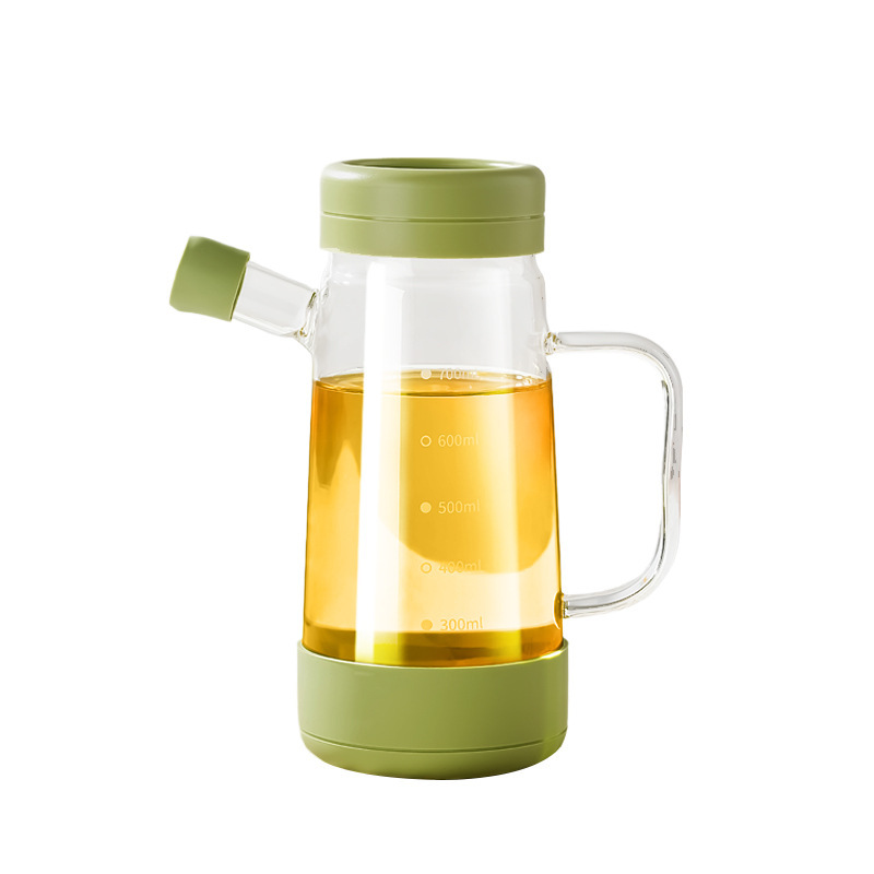 Olla de aceite de vidrio resistente a altas temperaturas sin aceite colgante, mango doméstico, botella de salsa de soja de cocina integrada, botella de vinagre de aceite a prueba de fugas, botella de aceite por gravedad