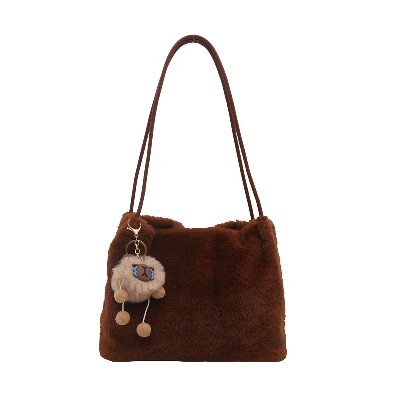 Bolsos de lana de nicho de alto nivel para mujeres 2024 nuevo otoño y invierno bolsas de peluche de hombro bolsas de gran capacidad
