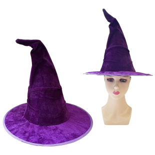 Adult Witch Hat Halloween Party Theme Party New Pointed Hat Purple Pleated Hat Headdress