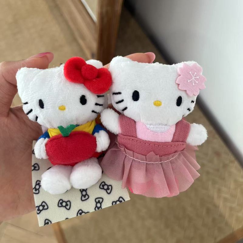 抱苹果kitty包包挂件钥匙扣可爱哈喽kt猫女生毛绒公仔|undefined