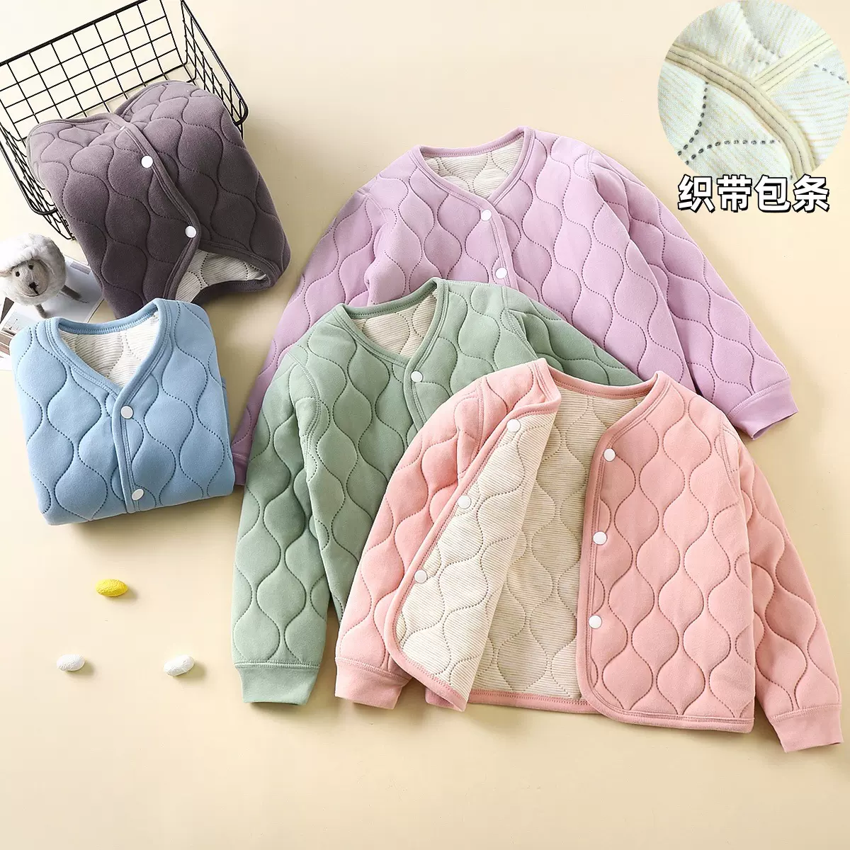 儿童校服神器棉服保暖外套加绒加厚三层夹棉秋冬男童女童学生棉袄