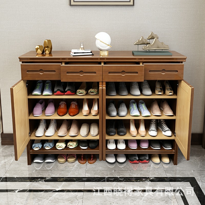 Solid Wood Shoe Cabinet Shoe Rack Modern Simple Household Dust-Proof Entry Shoe Rack Multi-Layer Door Shoe Storage Cabinet