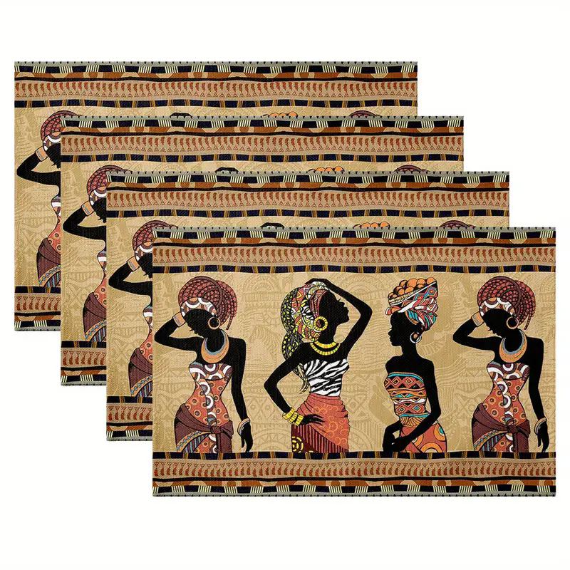 Transfronterizos lino almohadilla de mesa Aliexpress TEMU Amazon almohadilla de mesa cuadrada búfalo rojo almohadilla de Navidad Día de la Independencia