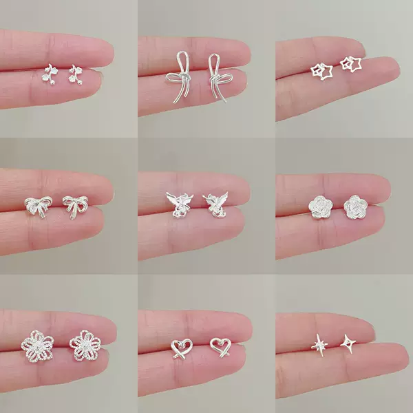 925 earrings female niche simple design high-end pearl new earrings ins wind ear bone nail earrings wholesale