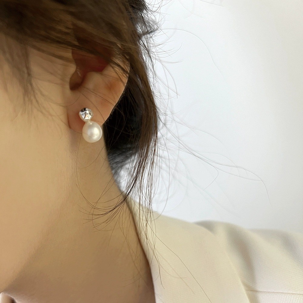 1 Pair Ig Style Korean Style Geometric Plating Freshwater Pearl Sterling Silver Ear Studs display picture 2