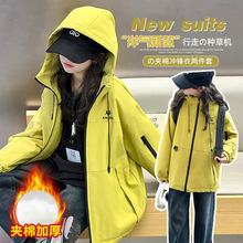 女童冲锋衣三合一可拆卸秋装2025新款儿童连帽外套大童秋冬款风衣