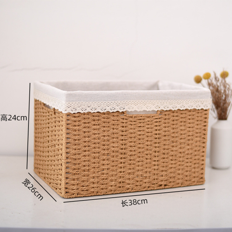 armario doméstico cajón caja de almacenamiento canasta de tela de caña snack juguetes caja de acabado de artículos canasta de tela image 18