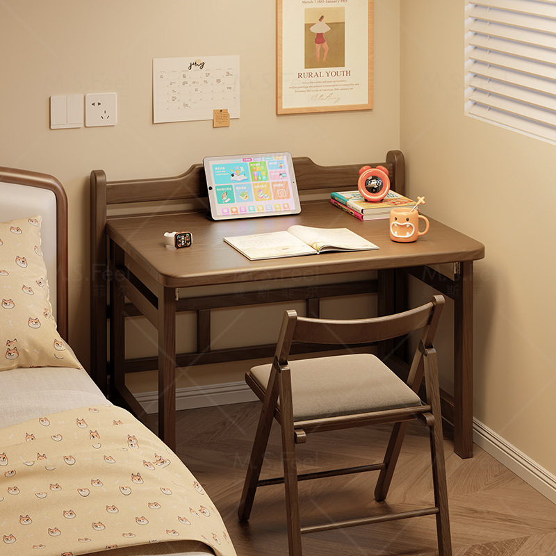 Escritorio plegable de madera maciza Dormitorio del hogar del estudiante Mesa simple Escritorio de escritorio junto a la cama Escritorio de estudio Escritorio de computadora Escritorio