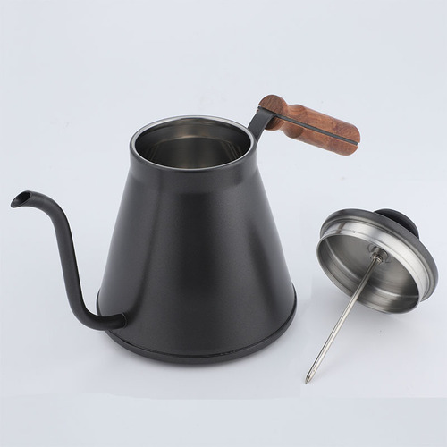 1.2L Stainless Steel Simple Straight Pour-Over Coffee Pot Home Flat-bottom Pot Induction Cooker Pot Tea Water Boiling Pot