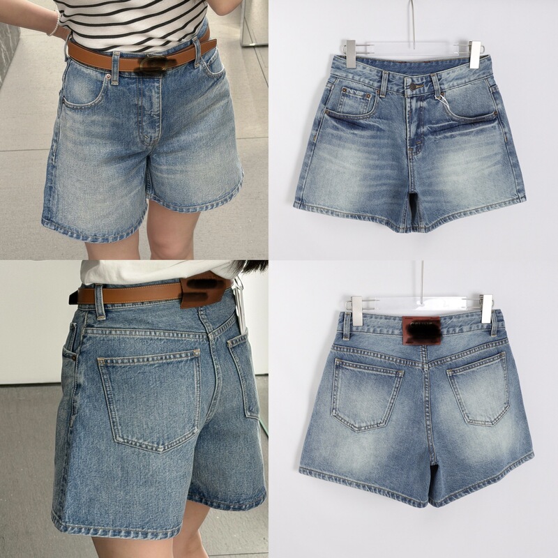 Ce Blue Denim Shorts for Women, Summer Thin Style, Korean Style, Loose, American Retro, High-Waisted, Slimming, Straight-Leg, Wide-Leg Hot Pants