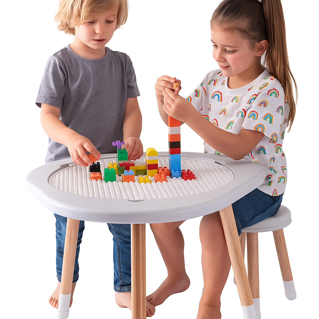 Children's Game Table Lego Blackboard Whiteboard Sand Table Beech Solid Wood Liftable Household Toy Table Adjustable Height