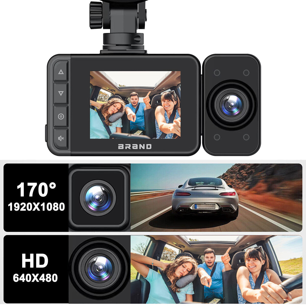 Multi-function three-recording driving recorder super wide-angle infrared night vision support WiFi reversing image parking monitoring