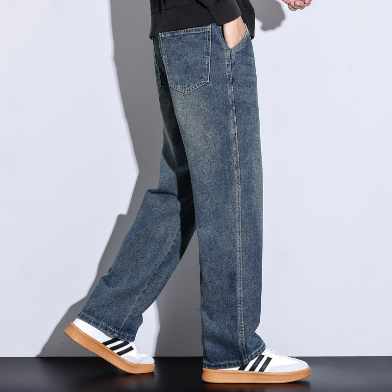 Vintage retro straight-leg jeans for men, new autumn American high street style, loose wide-leg casual long pants for men Vintage retro straight-leg jeans for men, new autumn American high street style, loose wide-leg casual long pants for men