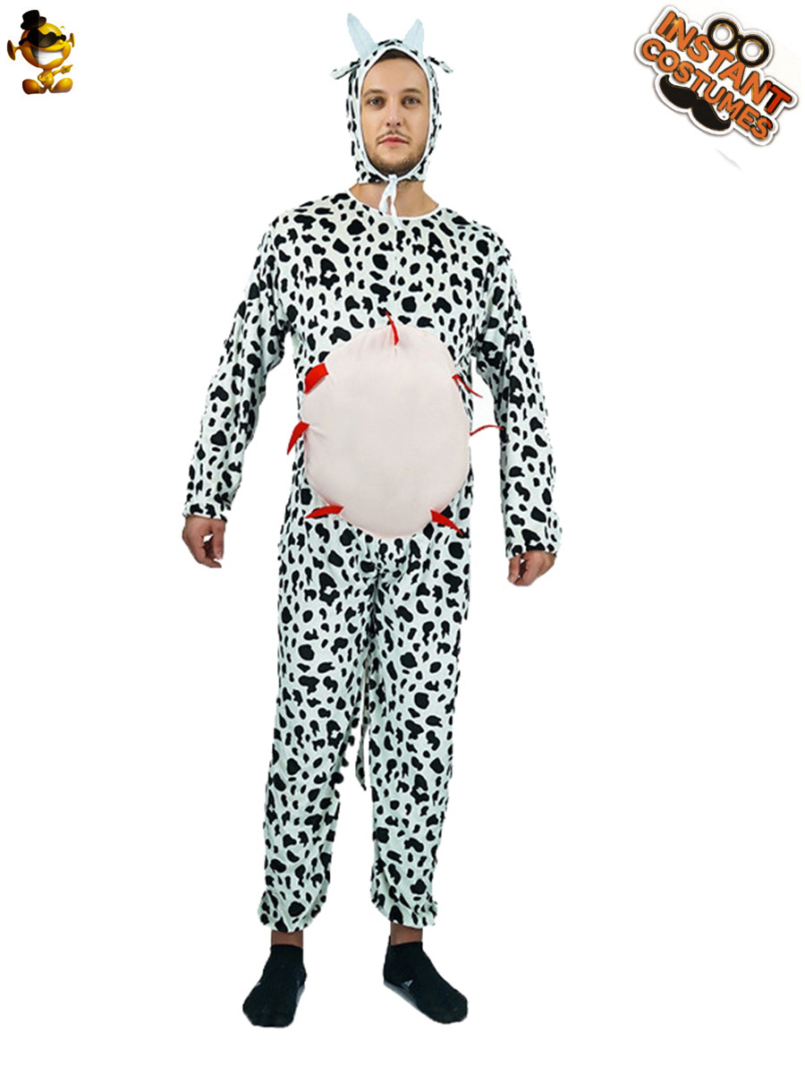 Hombres adultos parodia Funny vaca rendimiento traje etapa traje ropa de fiesta Halloween Cosplay traje