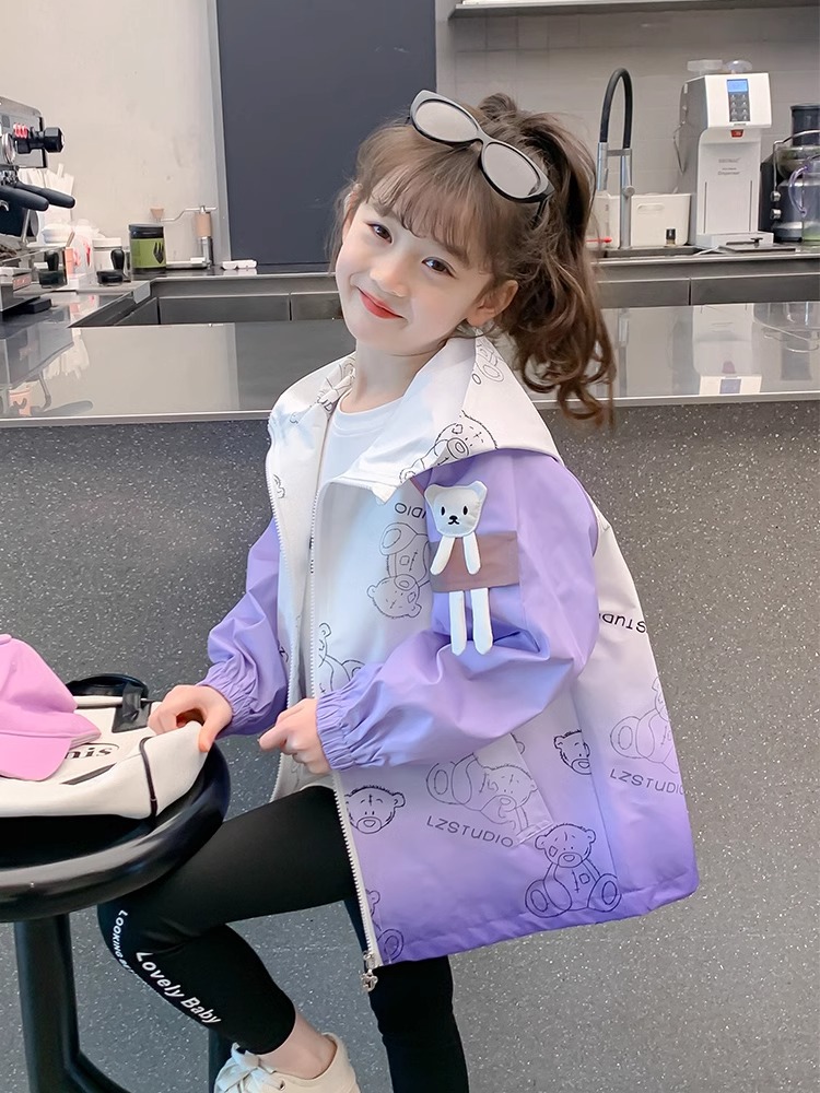 Chaqueta para niñas modelos de primavera y otoño 2025 nueva ropa para niños de estilo occidental chaqueta de degradado de primavera para niñas