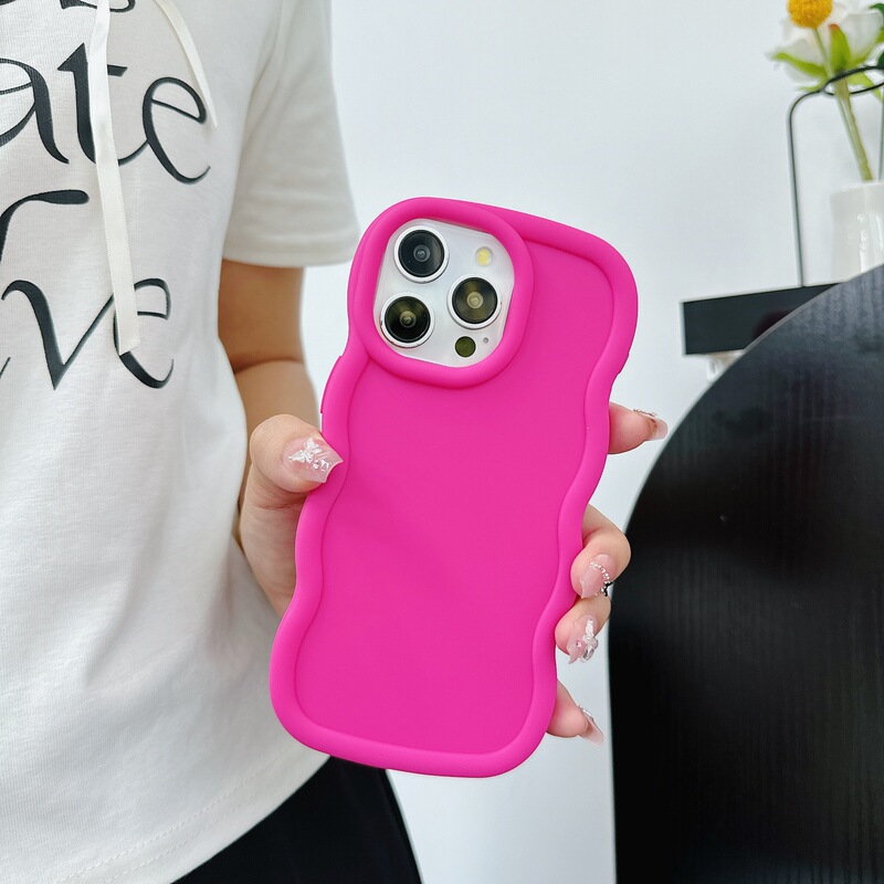 Apple 17 新しいマカロンビッグウェーブ携帯電話ケースキャンディーカラーの大きな穴肥厚 iphone16 ソフトケースに適しています|undefined